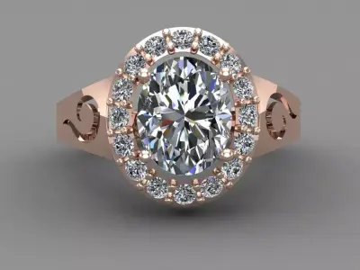 Rose Gold Women Diamond Ring 3D print model 3D print model 51