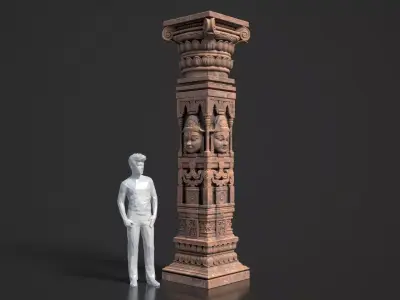 9 Hindu Temple Pillars 3D Pack 250828 Low-poly 3D model