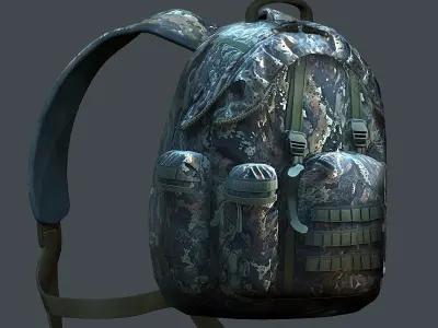 Backpack military combat Black baggage Low-poly  Low-poly 3D model