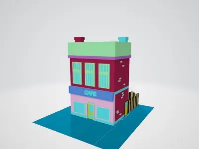 LowpolyCafe building in simpsons universe Low-poly 3D model
