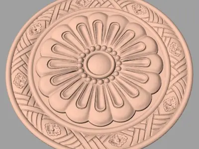 Door flower 3D relief STL Model for CNC woodworking carving E326 3D model