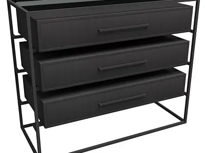 Black dresser with a glass top lyle with a beauty flaw 3D model