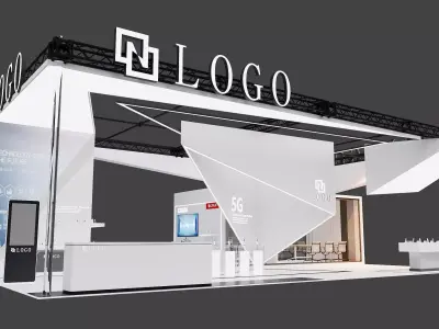 Minimal Tech Exhibition Booth Stand 3D model