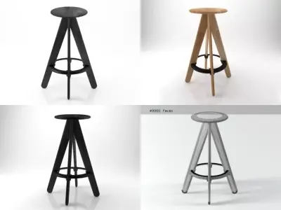 Slab Barstool 3D model