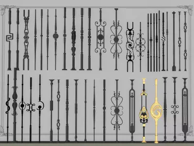 French railing stair railing French railing 3D model