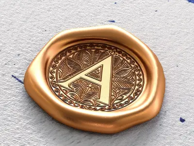 Customizable 3D Wax Seal Stamp Pack Low-poly 3D model