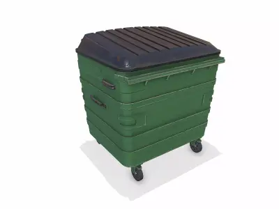 Wheeled Garbage Waste Bin Low-poly PBR Low-poly 3D model