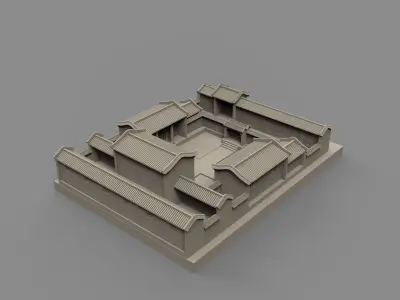Chinese style building courtyard Free 3D print model