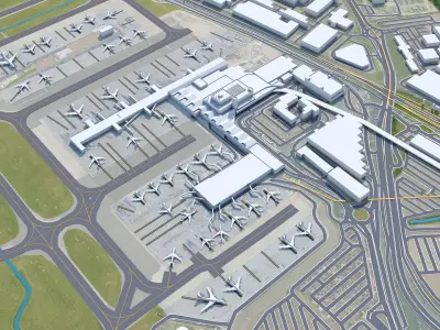 Birmingham Airport UK 10km Low-poly 3D model