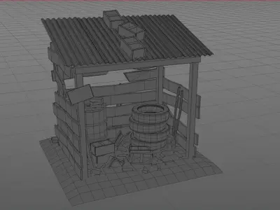 Scrap cabine asset Low-poly 3D model