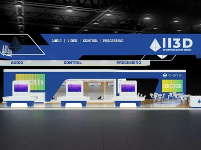 Exhibition Stand Stall Four Side Open 19X10 3D model