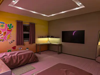 Sisters Bedroom Low-poly 3D model
