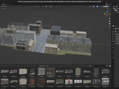 50 Realistic Buildings 3D Assets Pack For Blender Vol 1 Low-poly 3D model
