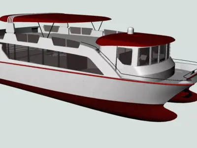 Catamaran pontoon boat 3D model