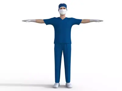 Surgeon Doctor Rigged  Low-poly 3D model