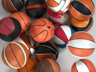 Basket ball Set Low-poly 3D model