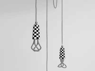 Cable bar pendant light with Original Plumen 001-light bulbs 3D model
