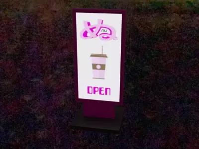 Japanese Shop Floor Sign Low-poly 3D model