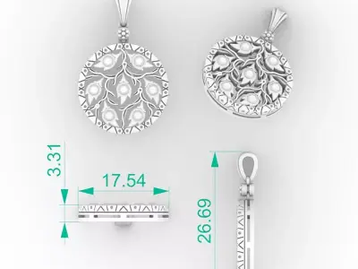 Stunning Victorian Filigree Diamond Pendant 3D print model