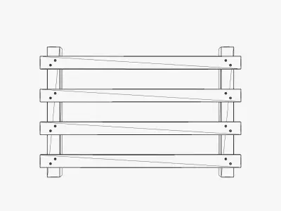 Wooden Fence Low Poly 3D Model Low-poly 3D model