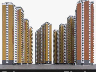 High-rise Residential Apartment Buildings  Low-poly 3D model