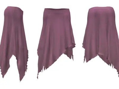 Boho Hem Skirt Low-poly 3D model