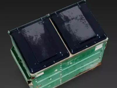Green Industrial Waste Dumpster 3D Model Low-poly 3D model