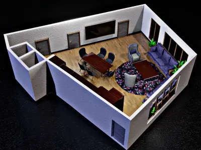 3d living room  Low-poly 3D model