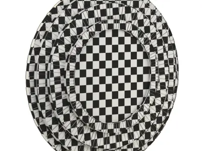 Parquet Black Brass Circle Mirror 3D model