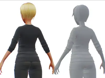 Young Woman - Smart Casual Clothes - Street Style Outfit - Cloth 3D model