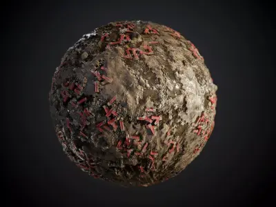 Mud Dirt Soil Damaged Floor Shotgun Shells Seamless PBR Texture Texture