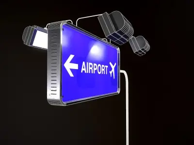Airport Sign Board 004 Low-poly 3D model