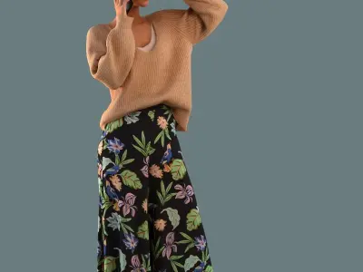 Set of 3D women on the phone 3D model