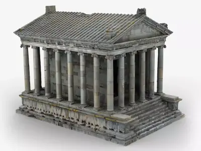 Greek Roman Temple Scan with LODs Low-poly 3D model