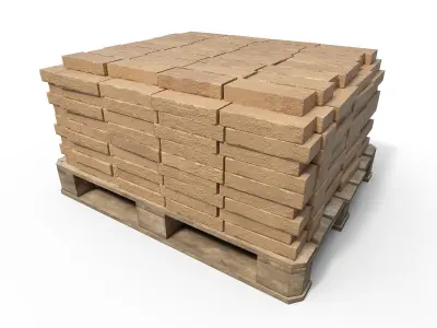 Bricks on a pallet Low-poly 3D model