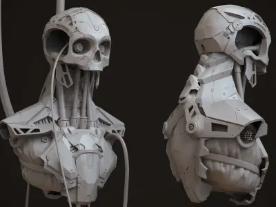 3D High Poly Cyborg Bust 3D model