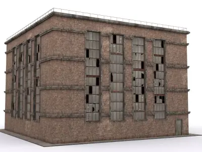 Old brick workshop Low-poly 3D model