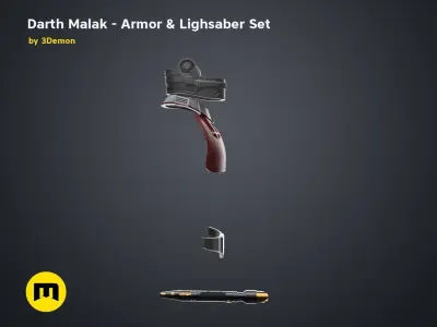 Darth Malak - Armor and Lightsaber Set 3D print model