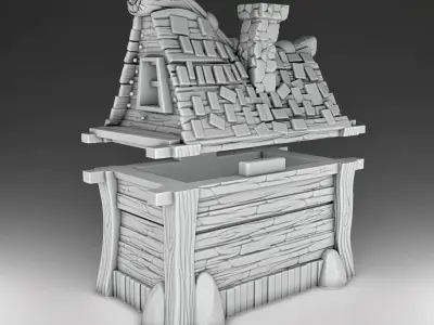 House wooden with roof 3D print model
