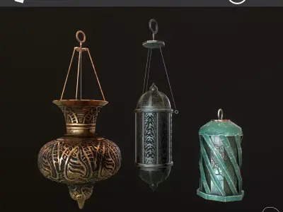 ancient Lamps low poly PBR  Low-poly 3D model