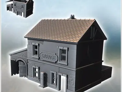Automobile garage building with annex and gas station 21 - Moder 3D print model
