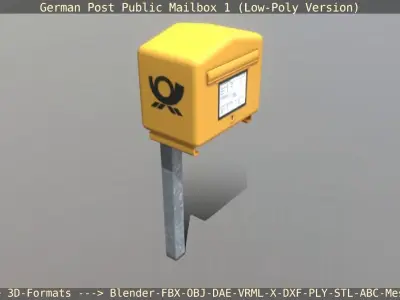 German Post Public Mailbox 1 Low-Poly Version  Low-poly 3D model