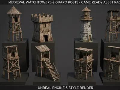 Medieval Tower 3D Model Real 3D Game Ready  PBR Textured 3D model