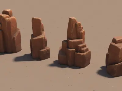 Desert Rocks Low-poly 3D model