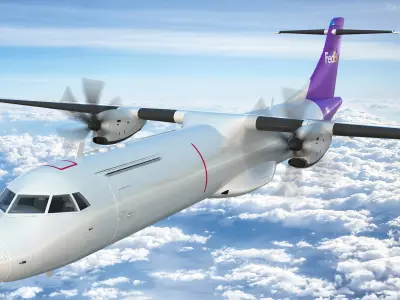  FedEx Air Logistics Aircraft ATR 72 Flying 
