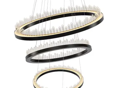 Randall chandelier with three rings hanging from ceiling 3D model