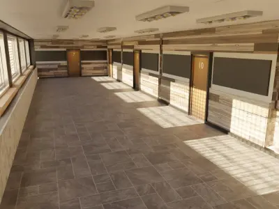 Corridor Hallway Low-poly 3D model