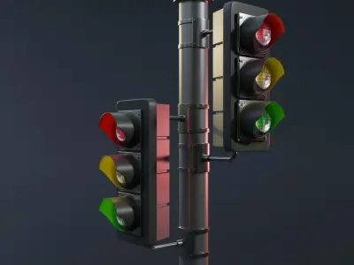 Realistic Traffic Light 3D Model - Game Ready Low-poly 3D model