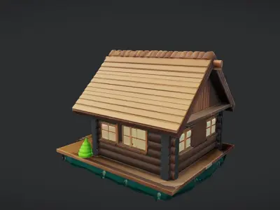 small wooden cabin 3D model