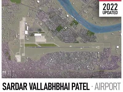 Ahmedabad Airport Low-poly 3D model